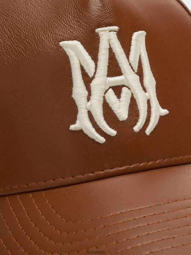Accessories AMIRI Ma Full Leather Hat Brown Unisex ZXNJX8426