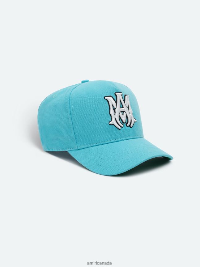 Accessories AMIRI Xo Full Canvas Hat Aqua White Unisex ZXNJX8416