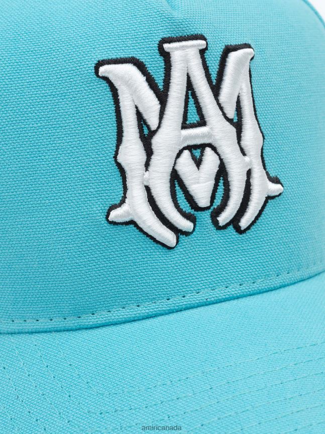 Accessories AMIRI Xo Full Canvas Hat Aqua White Unisex ZXNJX8416