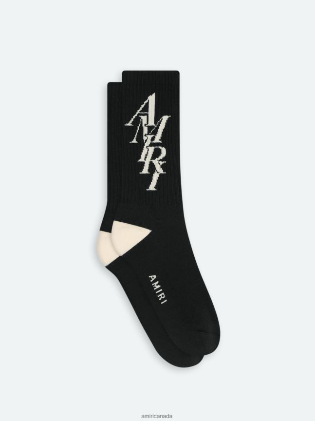 Accessories AMIRI Brand Stack Sock Black Unisex ZXNJX8444