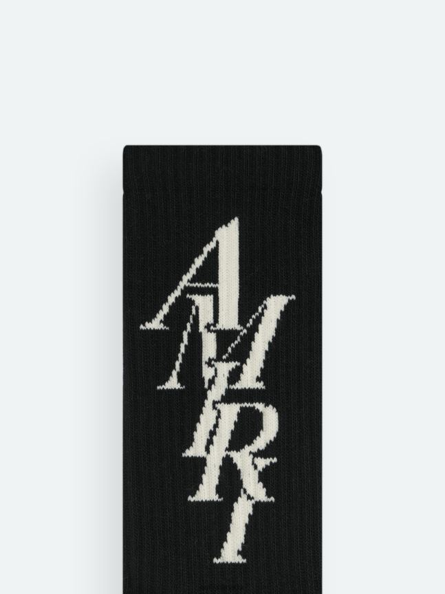 Accessories AMIRI Brand Stack Sock Black Unisex ZXNJX8444
