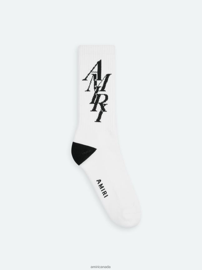 Accessories AMIRI Brand Stack Sock White Black Unisex ZXNJX8445