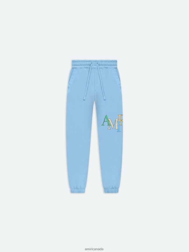 Clothing AMIRI Brand Staggered Scribble Sweatpant Air Blue Kids ZXNJX8365