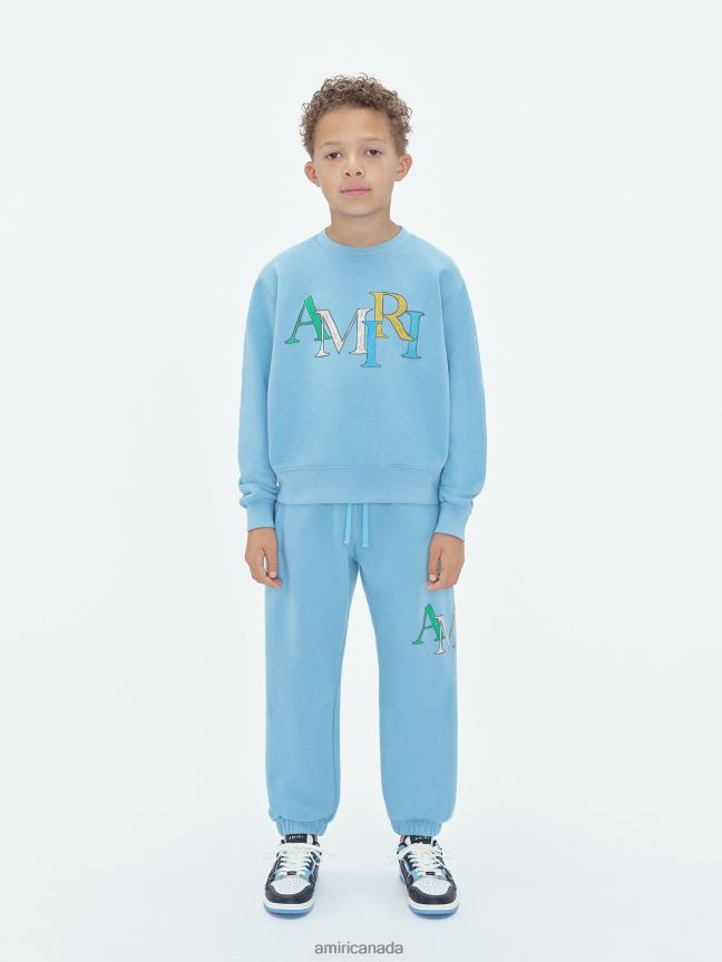 Clothing AMIRI Brand Staggered Scribble Sweatpant Air Blue Kids ZXNJX8365