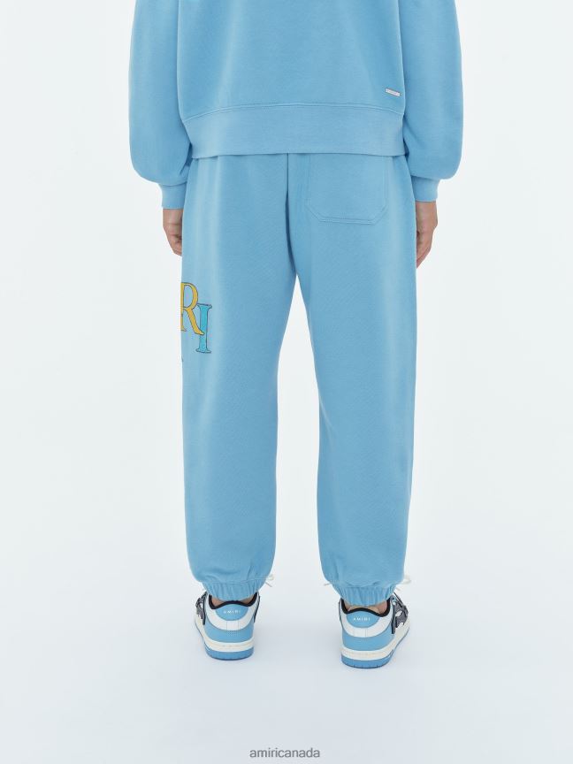 Clothing AMIRI Brand Staggered Scribble Sweatpant Air Blue Kids ZXNJX8365