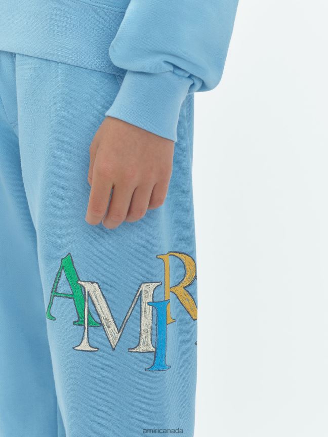 Clothing AMIRI Brand Staggered Scribble Sweatpant Air Blue Kids ZXNJX8365