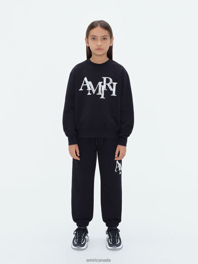 Clothing AMIRI Brand Staggered Scribble Sweatpant Black Kids ZXNJX8361