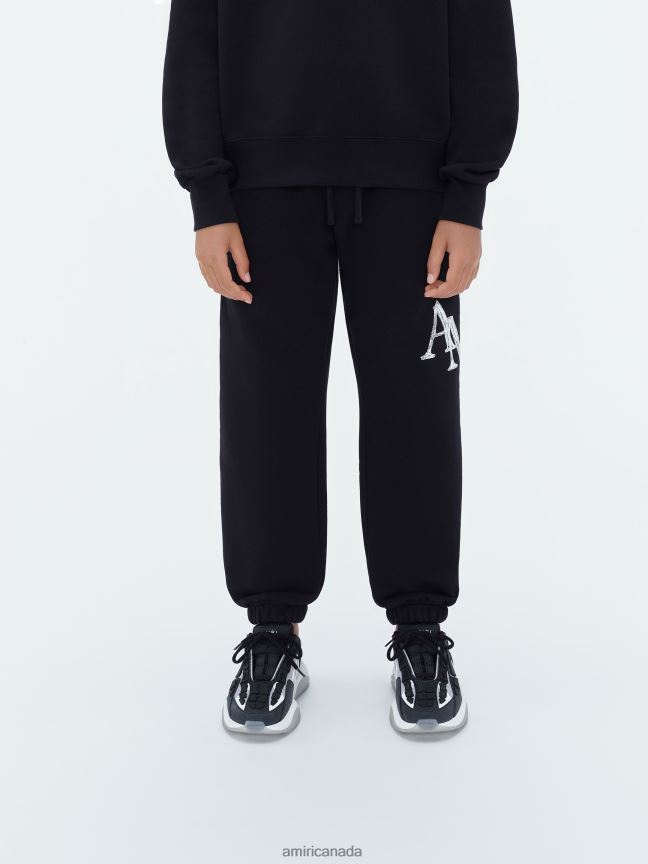 Clothing AMIRI Brand Staggered Scribble Sweatpant Black Kids ZXNJX8361
