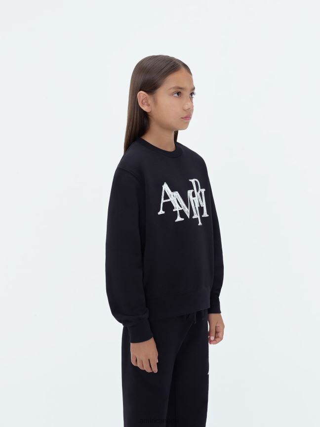 Clothing AMIRI Brand Staggered Scribble Crewneck Black Kids ZXNJX8351