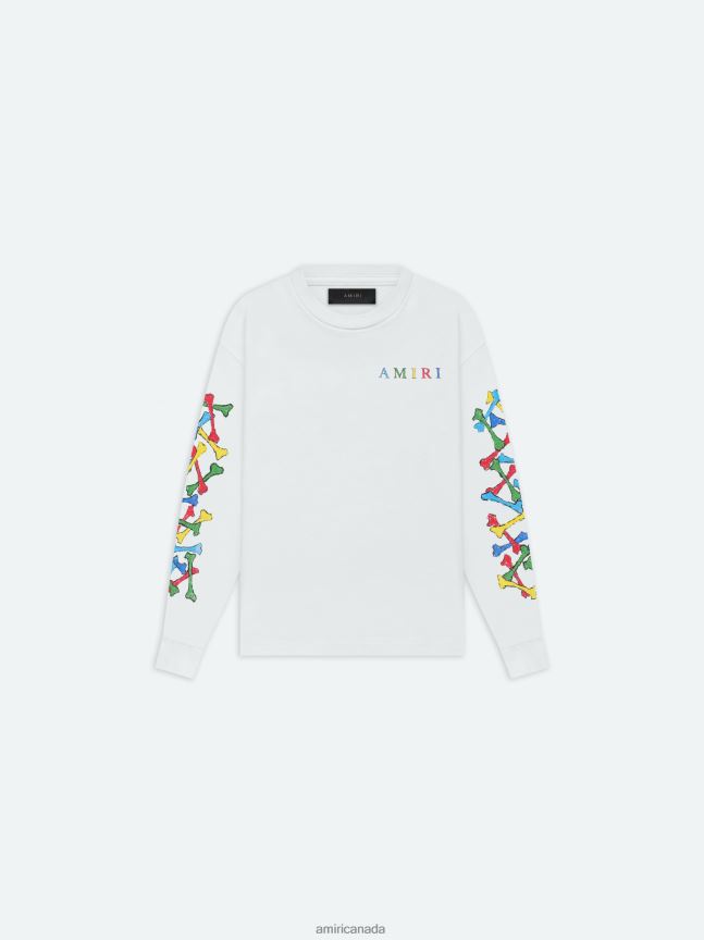 Clothing AMIRI Brand Bones Scribble Long Sleeve Tee White Kids ZXNJX8335