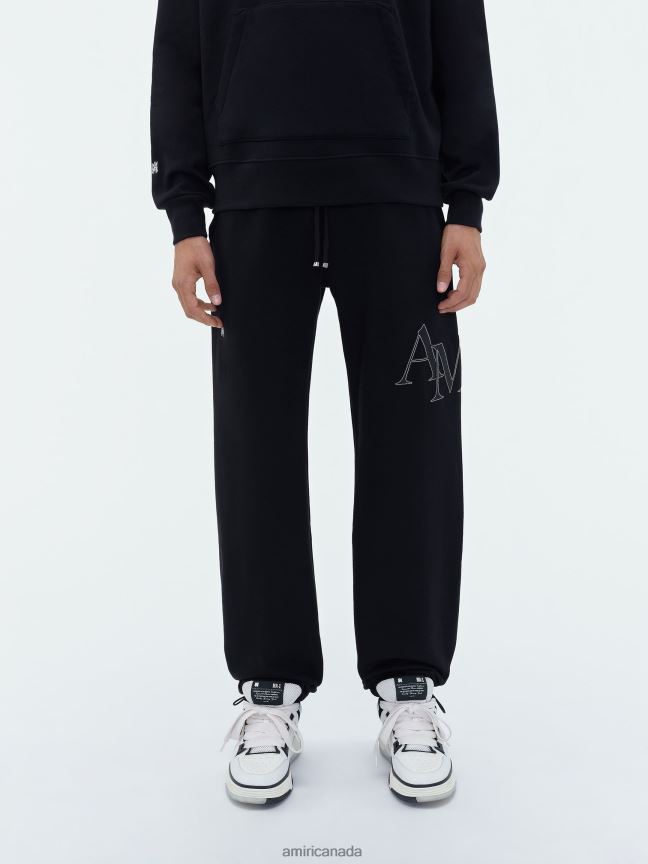Clothing AMIRI Brand Staggered Sweatpant Black Men ZXNJX8158