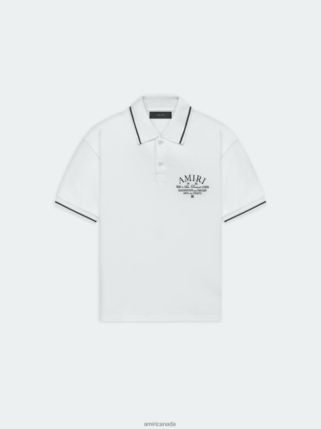 Clothing AMIRI Brand Arts District Pique Polo White Men ZXNJX8100