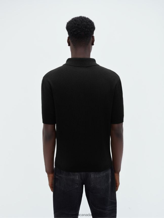Clothing AMIRI Brand Stack Short Sleeve Polo Black Men ZXNJX898