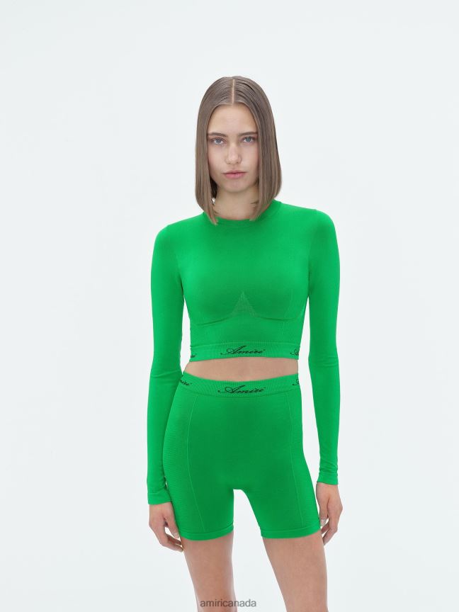 Clothing AMIRI Seamless Mock Neck Top Fern Green Women ZXNJX8273