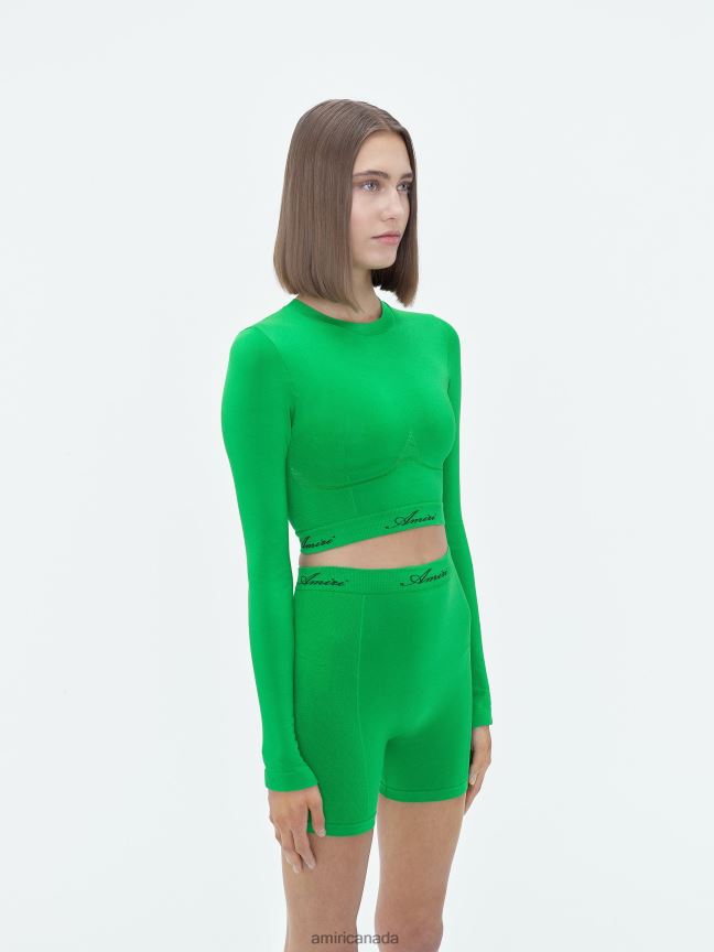Clothing AMIRI Seamless Mock Neck Top Fern Green Women ZXNJX8273
