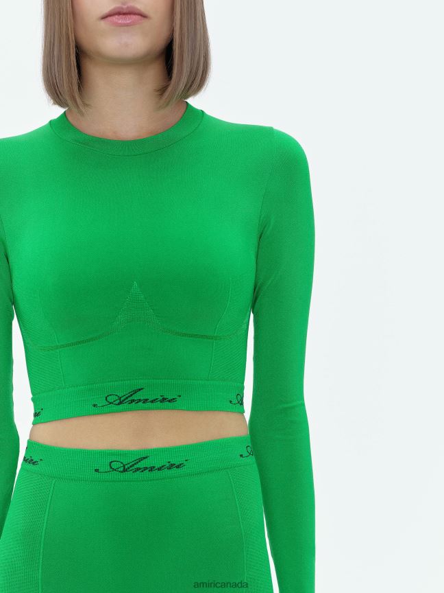 Clothing AMIRI Seamless Mock Neck Top Fern Green Women ZXNJX8273