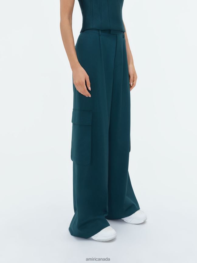 Clothing AMIRI Wide Leg Pleated Cargo Rain Forest Women ZXNJX8237