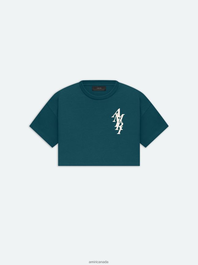Clothing AMIRI Brand Stack Cropped Tee Rain Forest Women ZXNJX8244