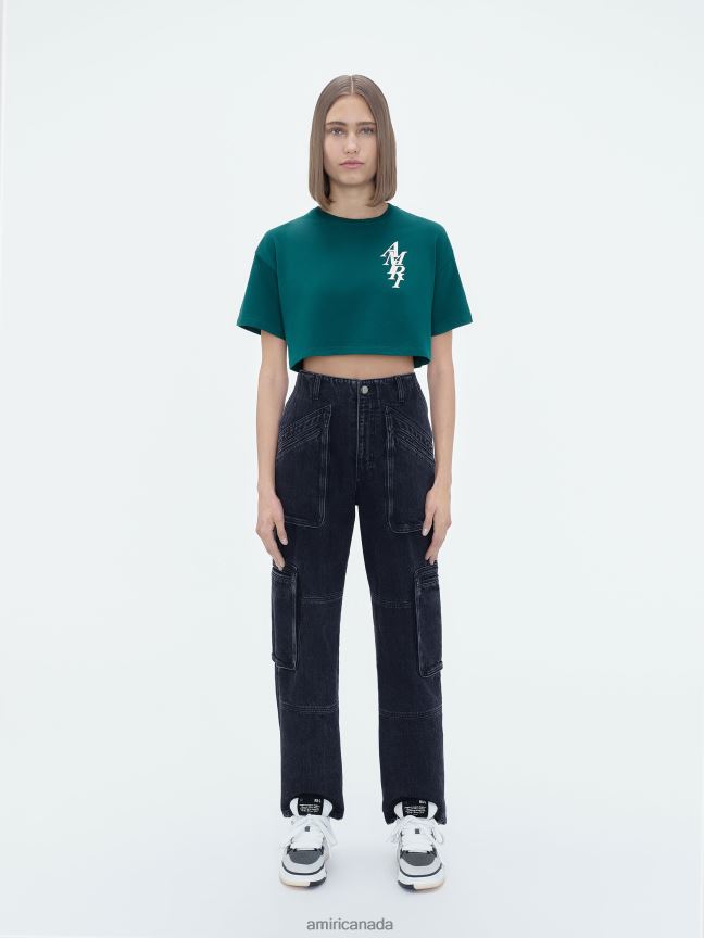 Clothing AMIRI Brand Stack Cropped Tee Rain Forest Women ZXNJX8244