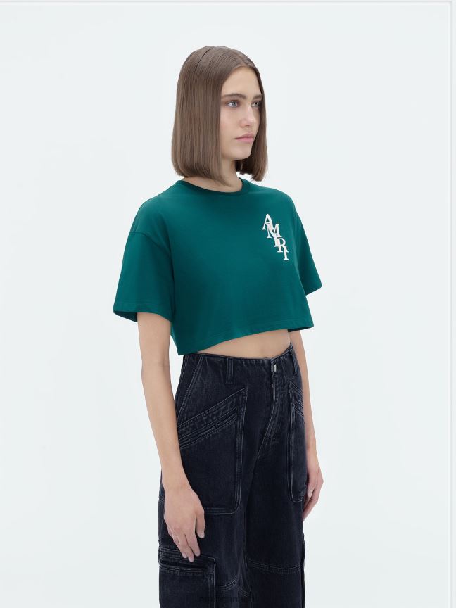 Clothing AMIRI Brand Stack Cropped Tee Rain Forest Women ZXNJX8244